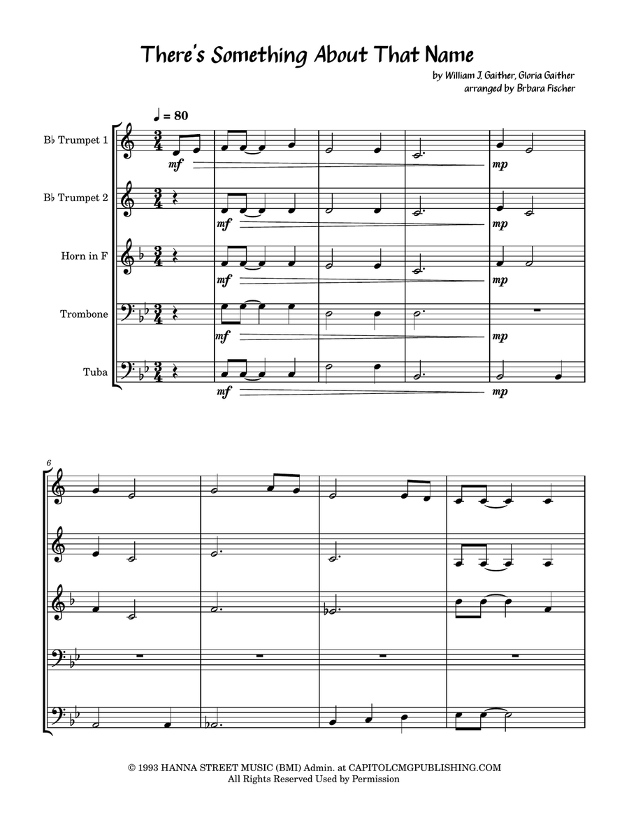 There's Something About That Name Brass Quintet scores gallery preview page 1