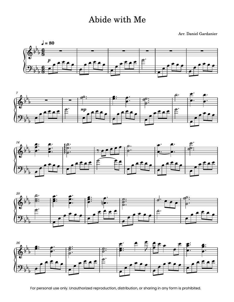 Abide with Me! Abide with Me! Piano Solo scores gallery preview page 1