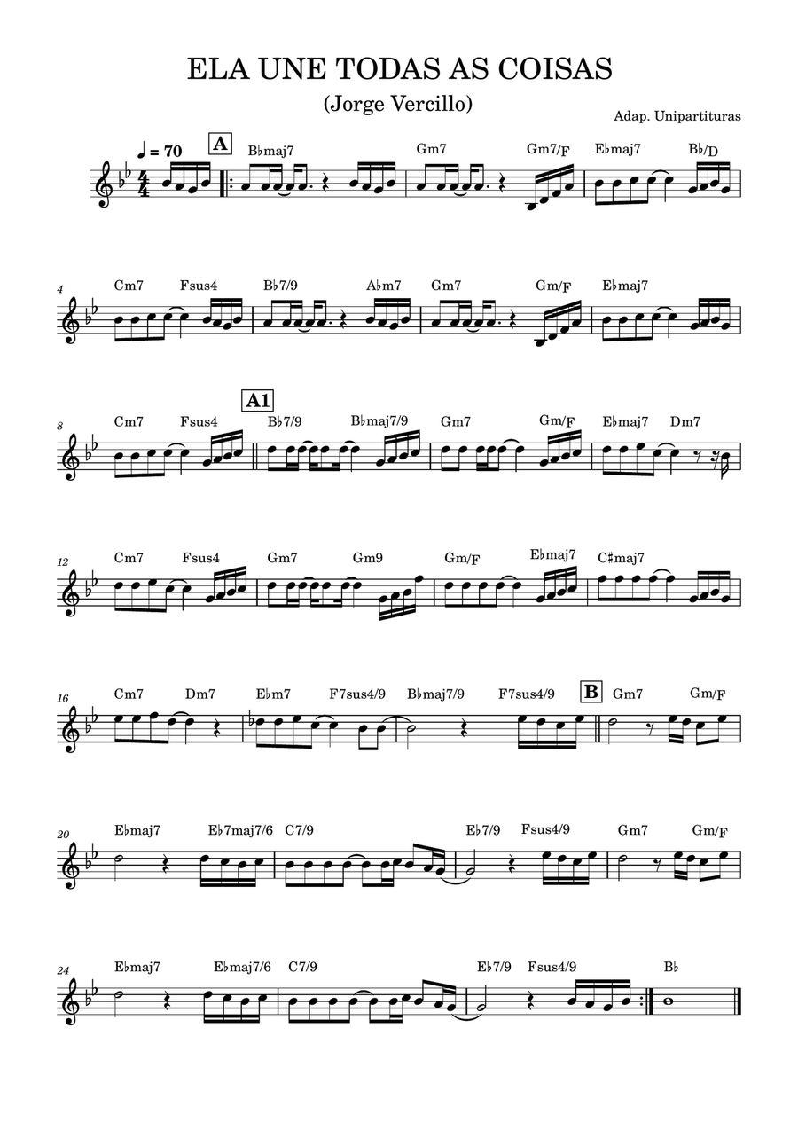 Ela Une Todas As Coisas - Partitura com cifra Piano Solo scores gallery preview page 1