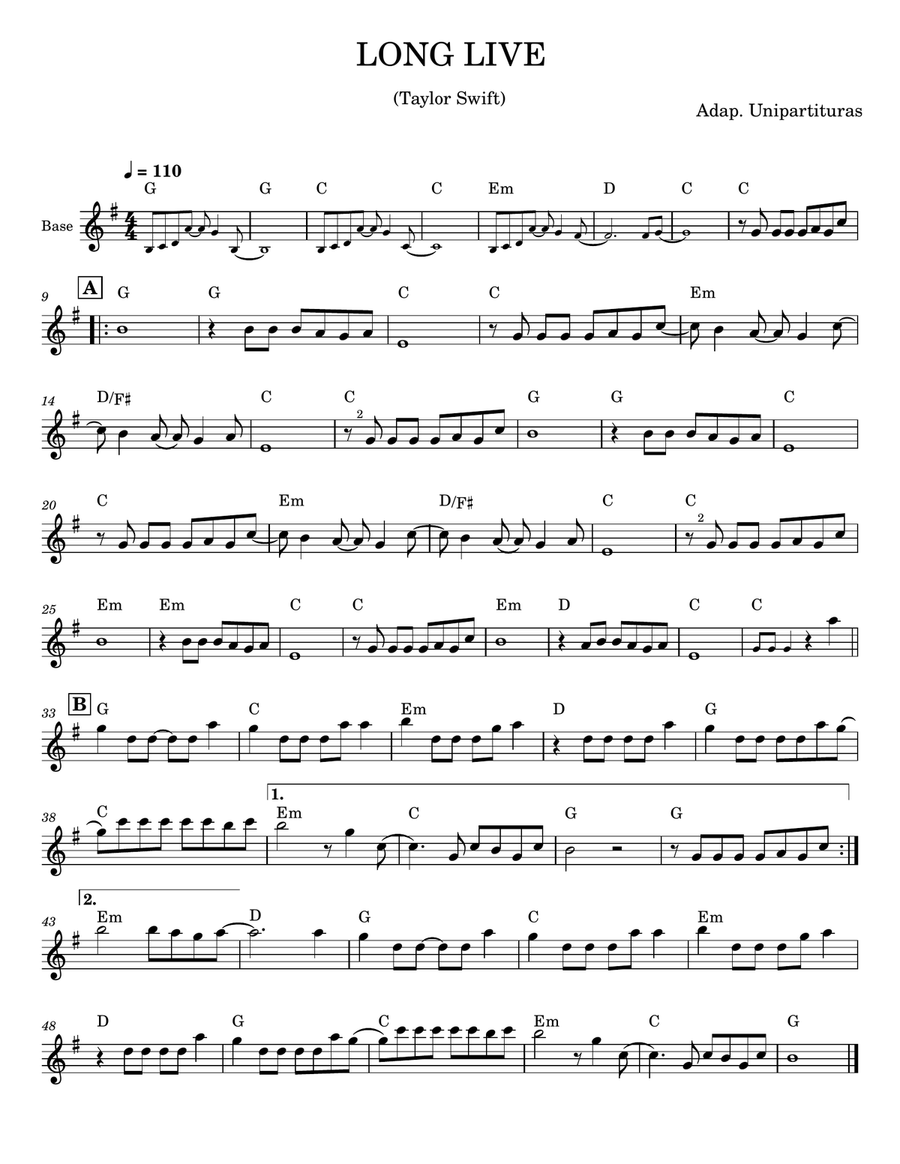 Long Live - Partitura com cifra Piano Solo scores gallery preview page 1