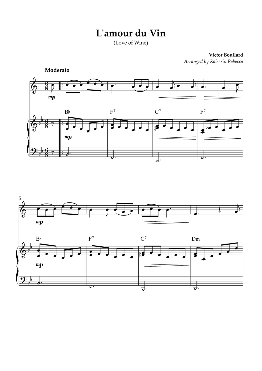 L'amour du Vin (Love of Wine) Tenor Saxophone scores gallery preview page 1