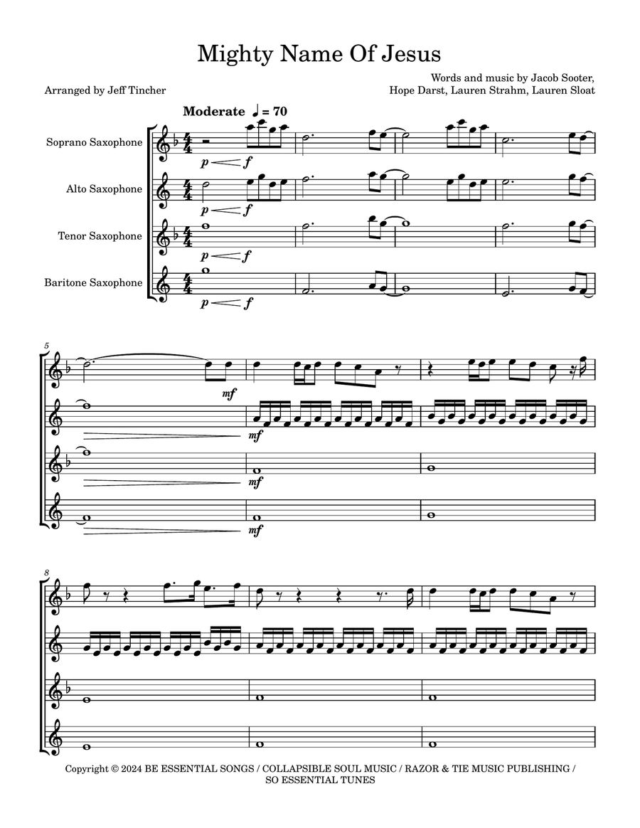 Mighty Name Of Jesus Saxophone Quartet scores gallery preview page 2
