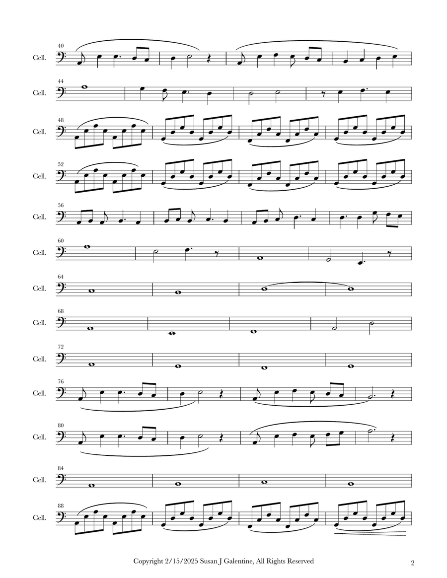 Cello for Snow Train for String Quartet String Quartet scores gallery preview page 2