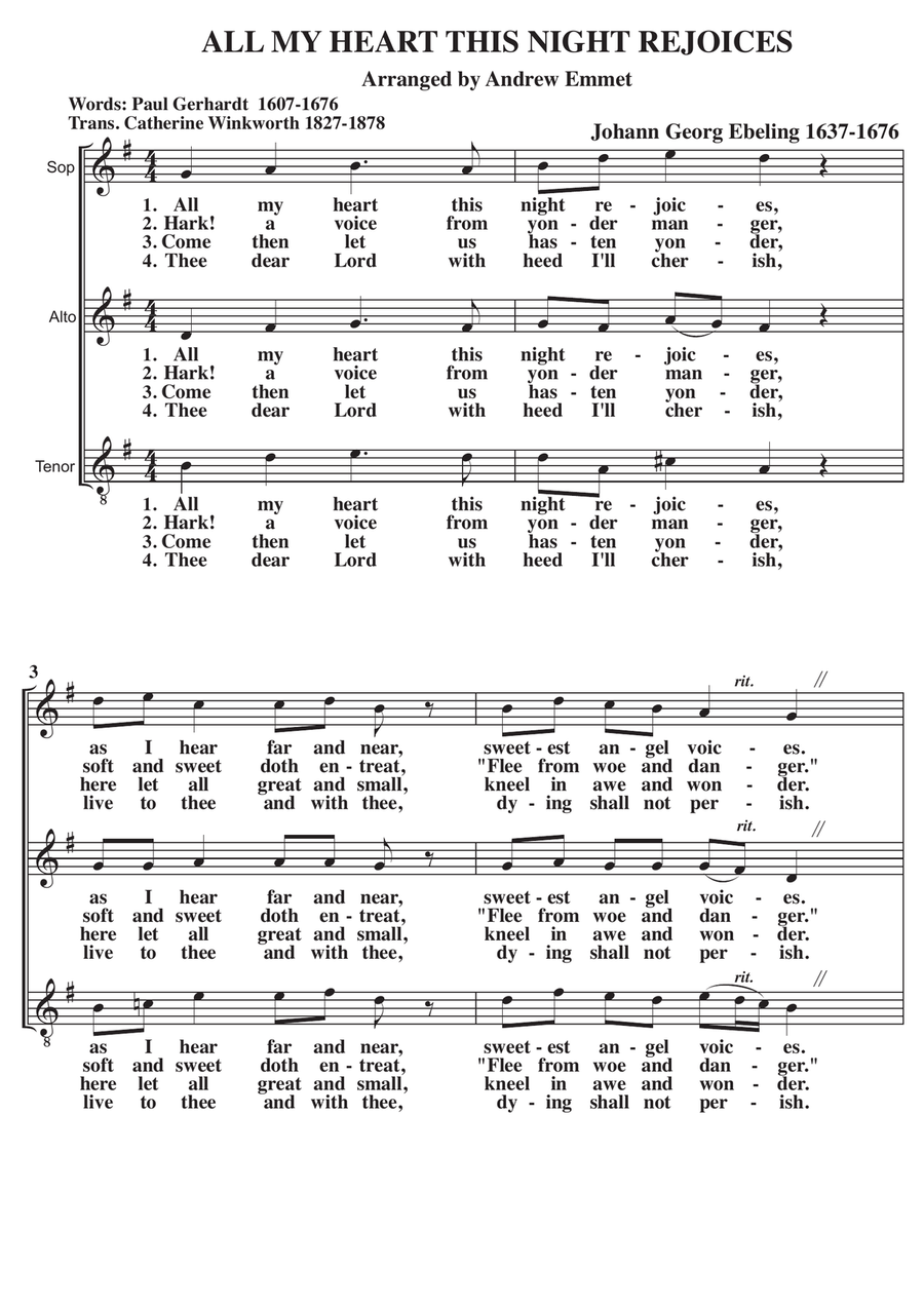 All My Heart This Night Rejoices A Cappella SAT SAT scores gallery preview page 1