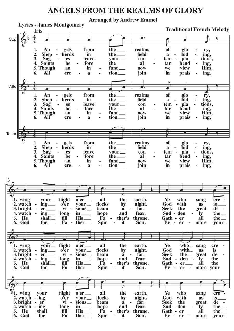 Angels From The Realms Of Glory A Cappella SAT SAT scores gallery preview page 1