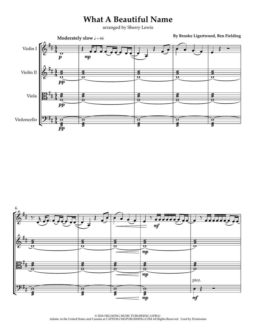 What A Beautiful Name What A Beautiful Name String Quartet scores gallery preview page 3