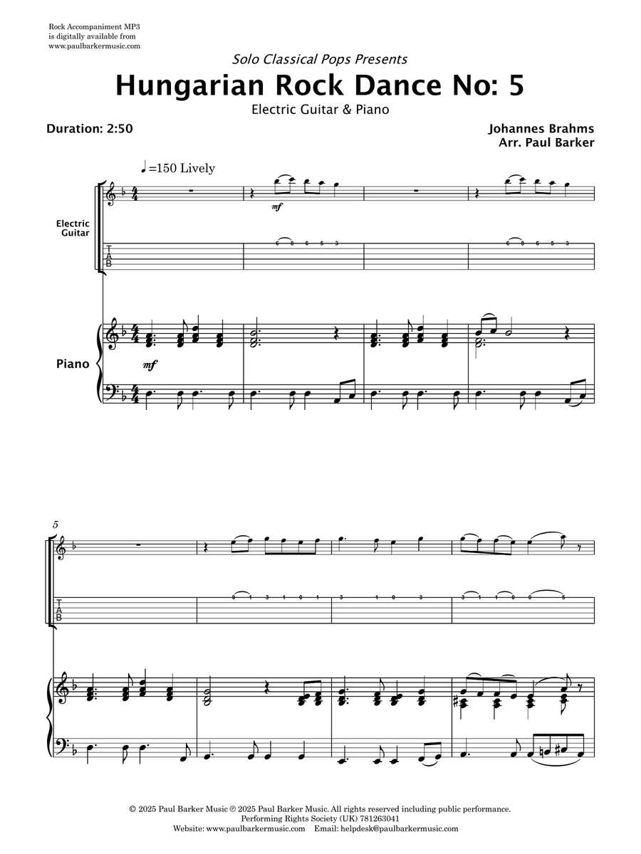 Hungarian Rock Dance No. 5 (Electric Guitar & Piano) Electric Guitar scores gallery preview page 2