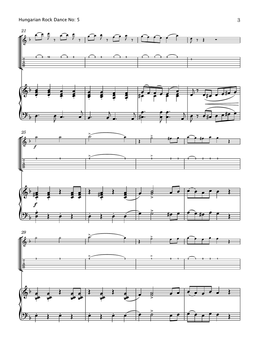 Hungarian Rock Dance No. 5 (Electric Guitar & Piano) Electric Guitar scores gallery preview page 4