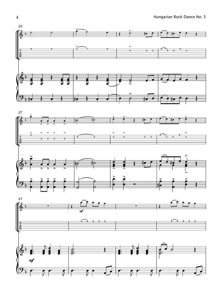 Hungarian Rock Dance No. 5 (Electric Guitar & Piano) Electric Guitar scores gallery preview page 5