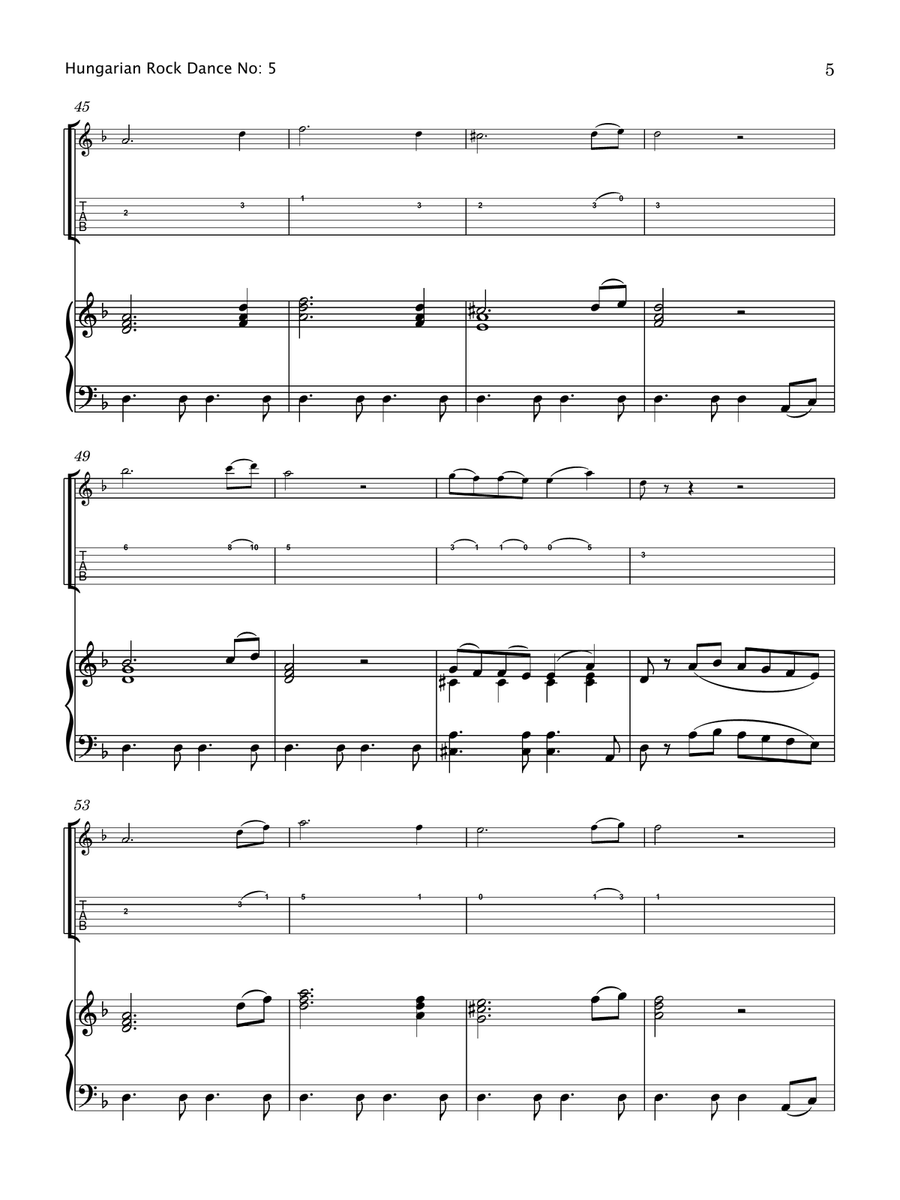Hungarian Rock Dance No. 5 (Electric Guitar & Piano) Electric Guitar scores gallery preview page 6