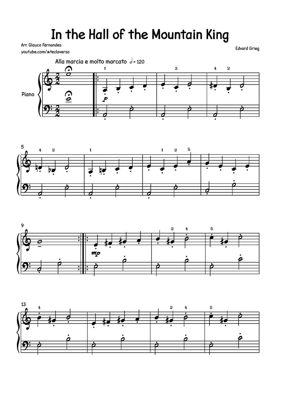 In the Hall of the Mountain King - Easy Beginner Piano Piano Method scores gallery preview page 1
