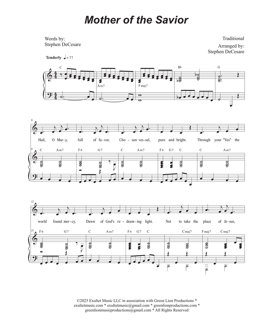 Mother of the Savior (Vocal solo - Medium Key) Piano, Vocal scores gallery preview page 1
