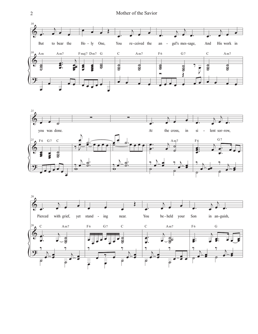 Mother of the Savior (Vocal solo - Medium Key) Piano, Vocal scores gallery preview page 2