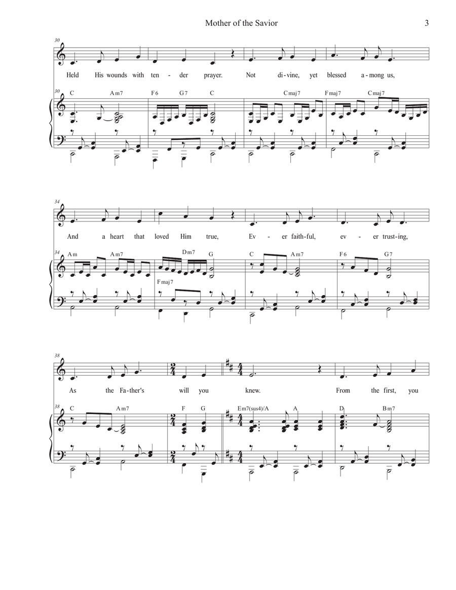 Mother of the Savior (Vocal solo - Medium Key) Piano, Vocal scores gallery preview page 3
