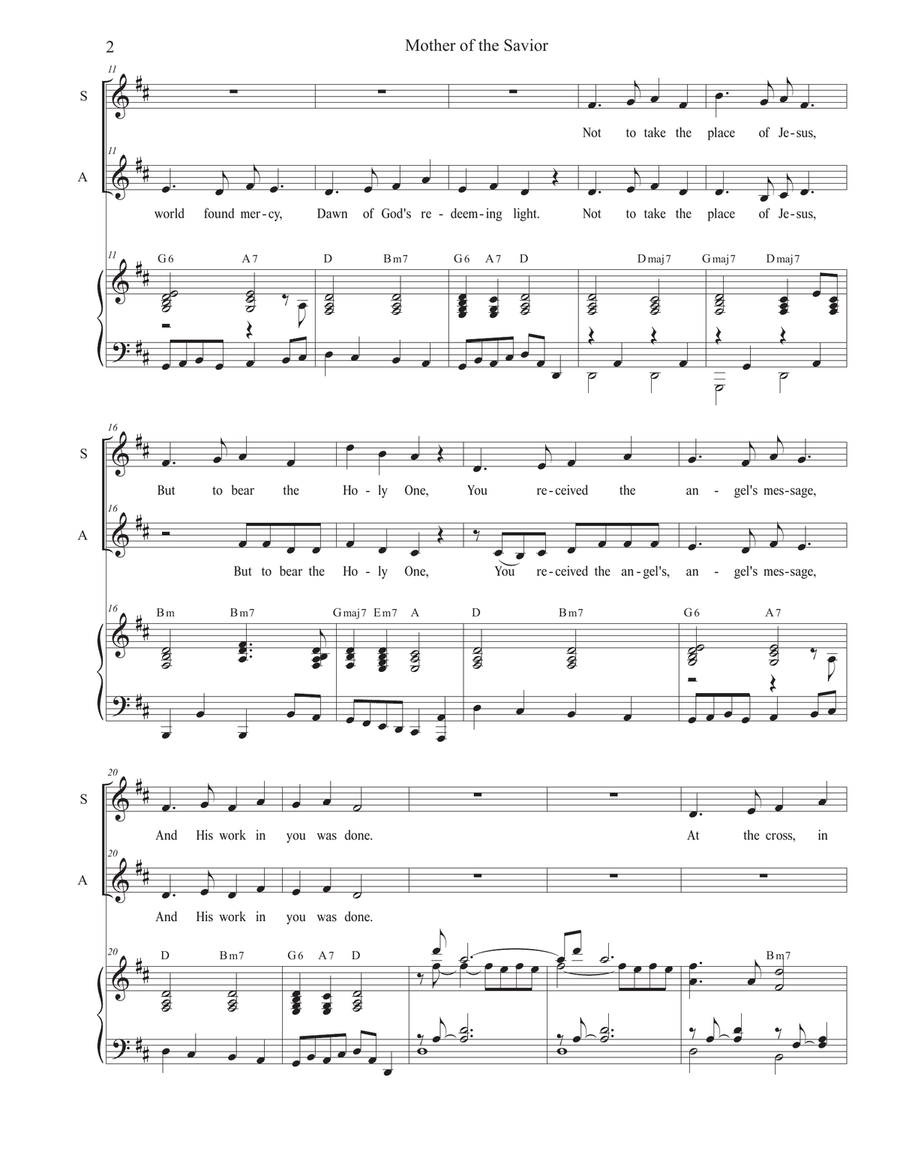Mother of the Savior (2-part choir - (SA) SA scores gallery preview page 2