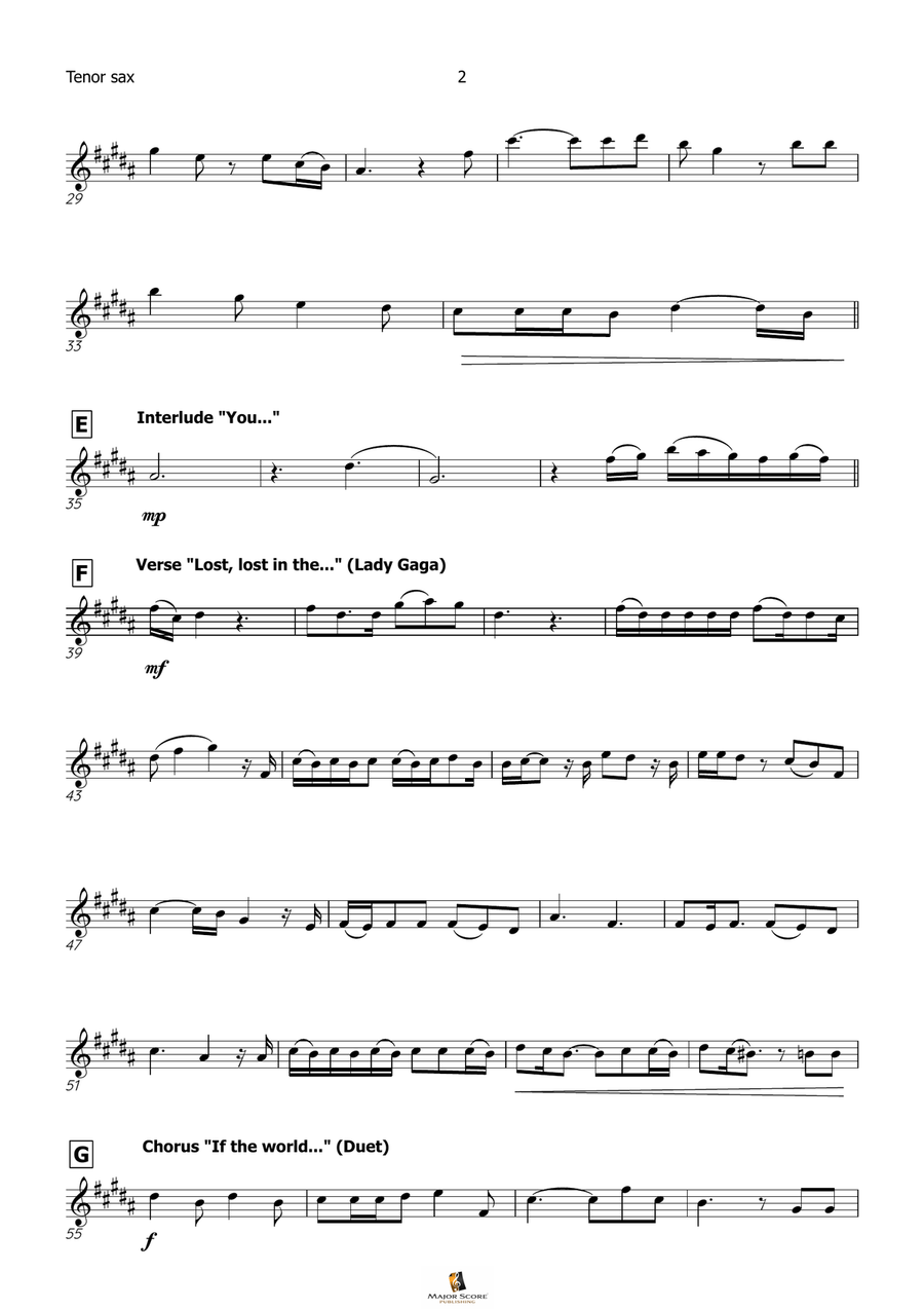 Die With A Smile Tenor Saxophone scores gallery preview page 3