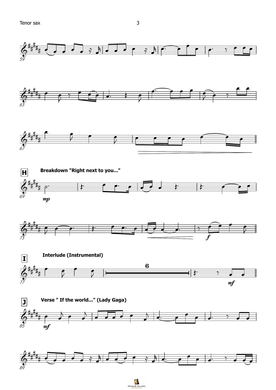 Die With A Smile Tenor Saxophone scores gallery preview page 4