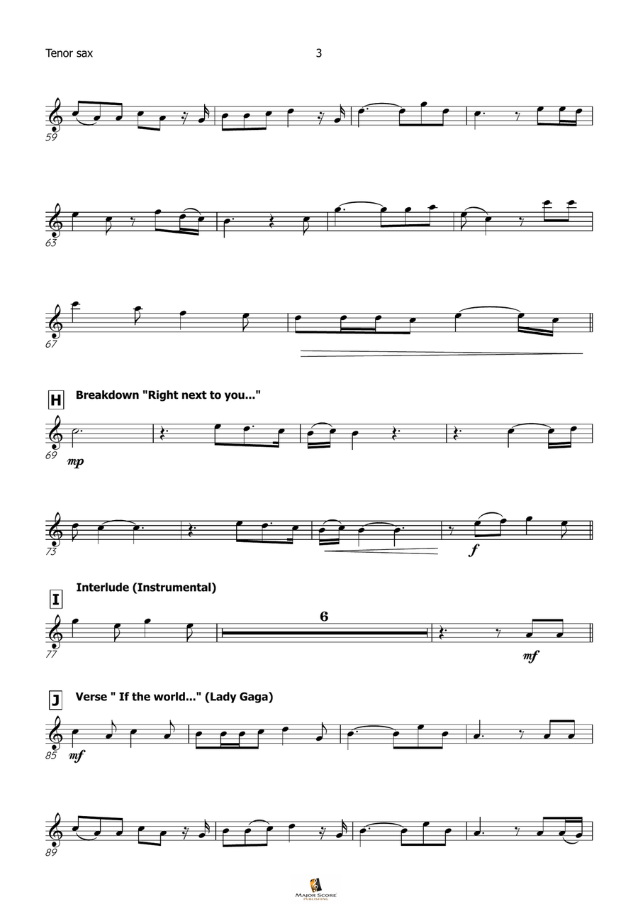 Die With A Smile Tenor Saxophone scores gallery preview page 4