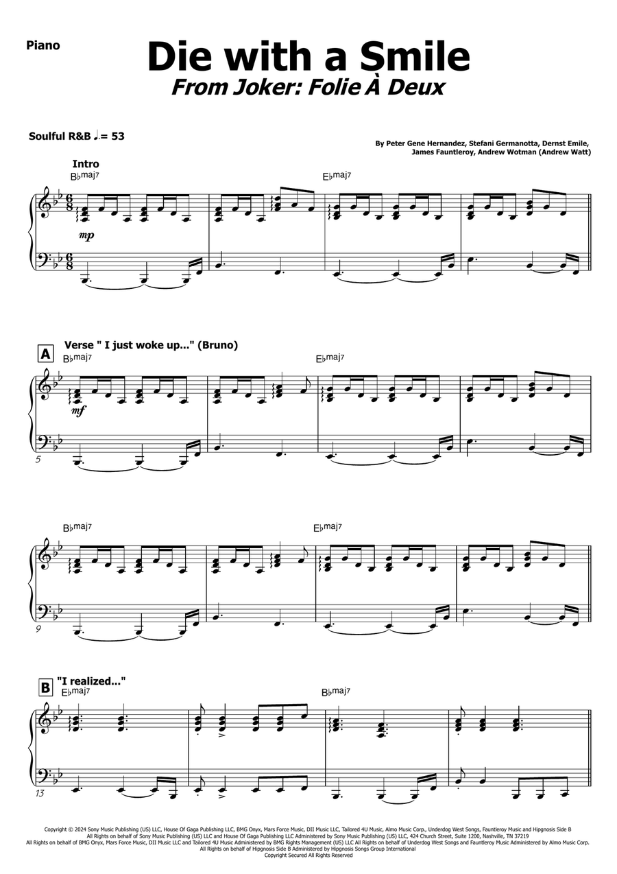 Die With A Smile Tenor Saxophone scores gallery preview page 6
