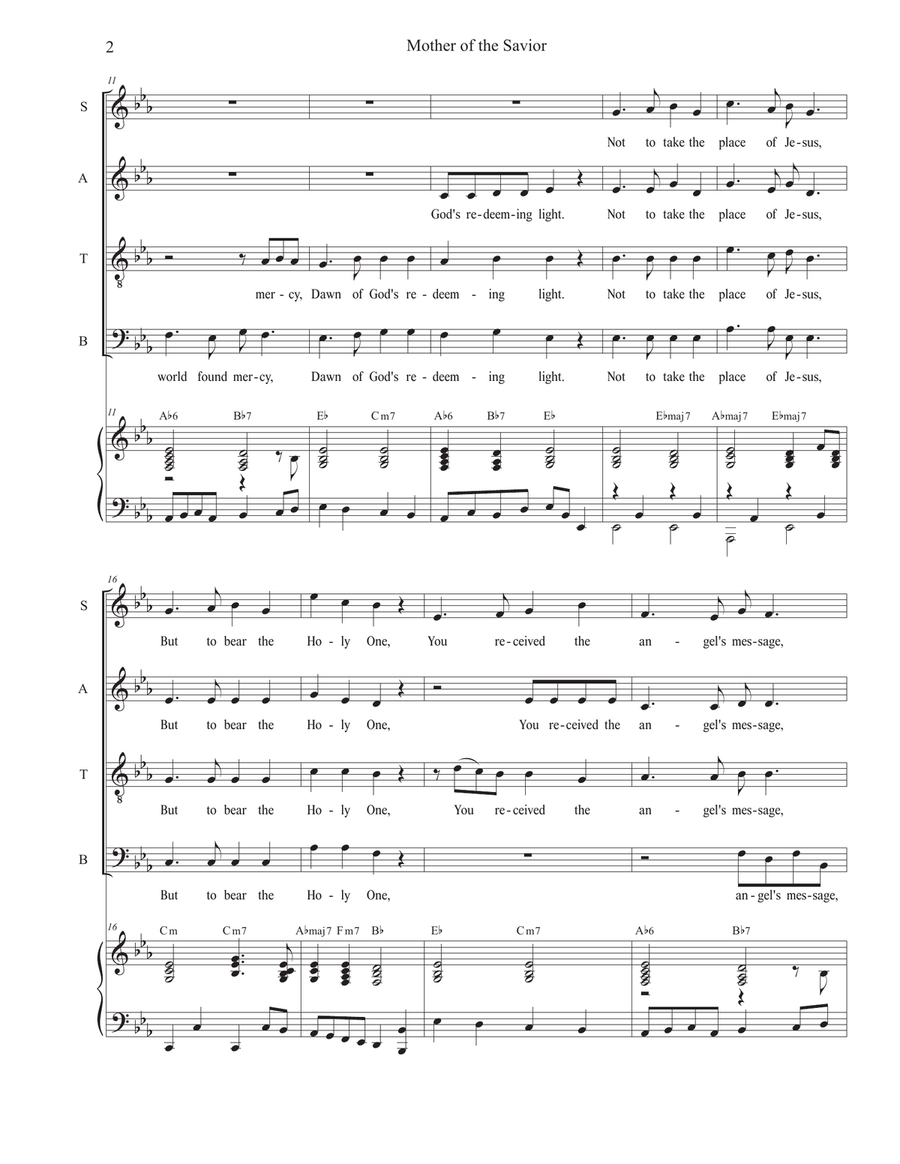 Mother of the Savior (Vocal Quartet - (SATB) 4-Part scores gallery preview page 2
