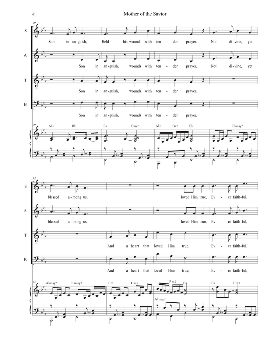 Mother of the Savior (Vocal Quartet - (SATB) 4-Part scores gallery preview page 4