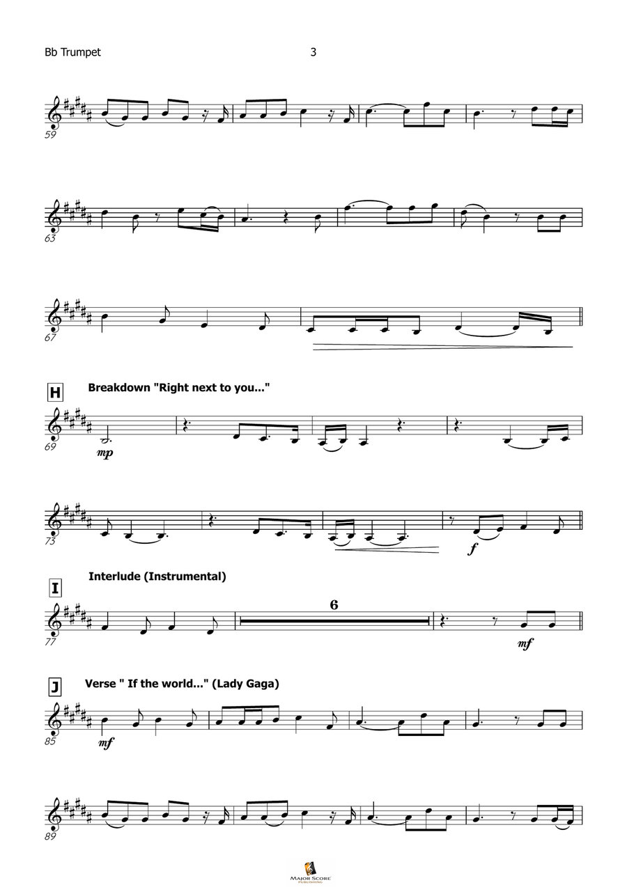 Die With A Smile B-Flat Trumpet scores gallery preview page 4