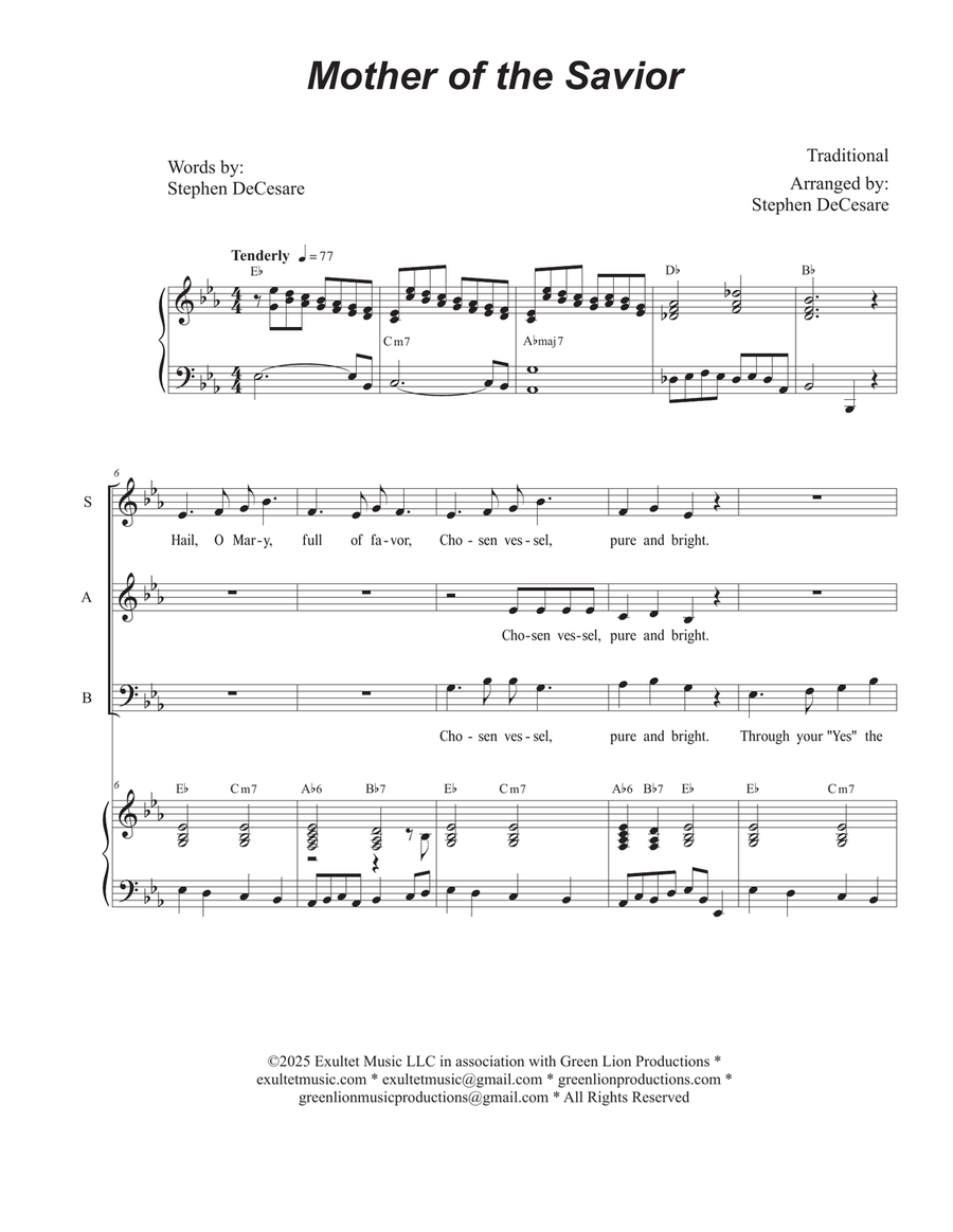 Mother of the Savior (SAB) 3-Part scores gallery preview page 1