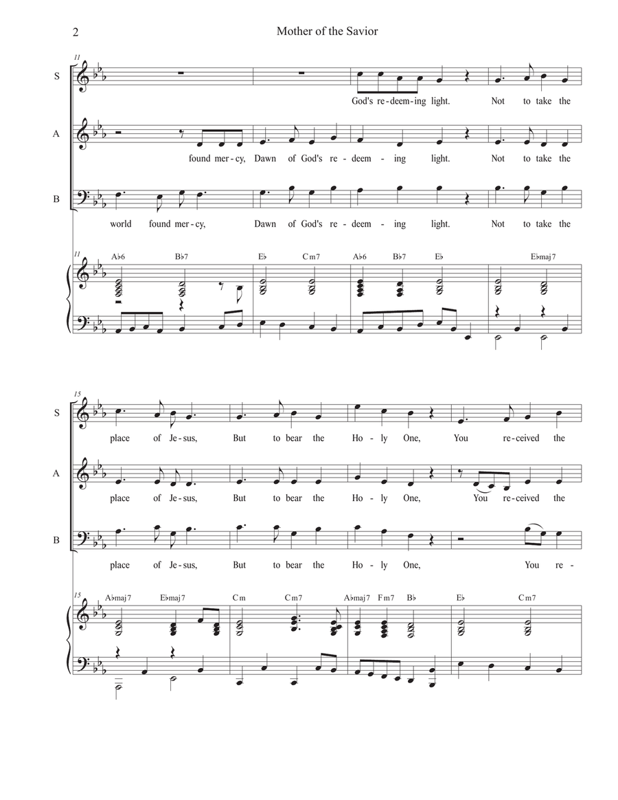 Mother of the Savior (SAB) 3-Part scores gallery preview page 2