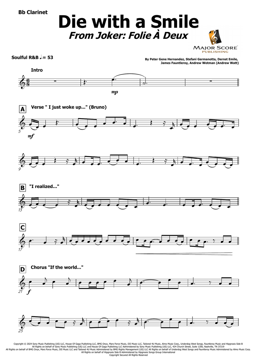 Die With A Smile B-Flat Clarinet scores gallery preview page 2