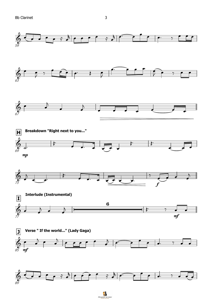Die With A Smile B-Flat Clarinet scores gallery preview page 4