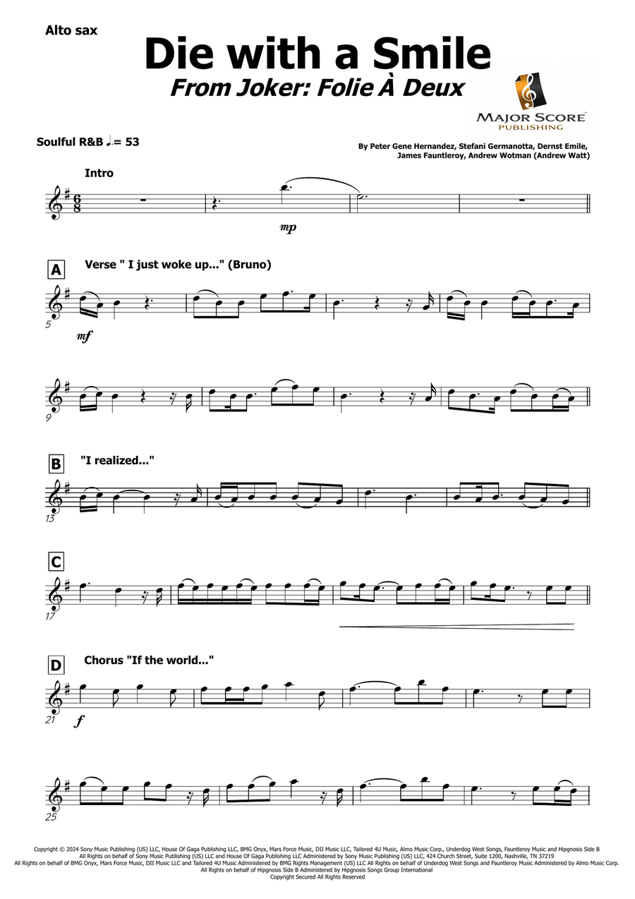 Die With A Smile Alto Saxophone scores gallery preview page 2