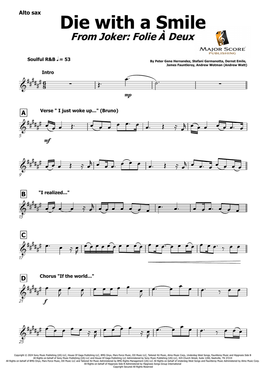 Die With A Smile Alto Saxophone scores gallery preview page 2