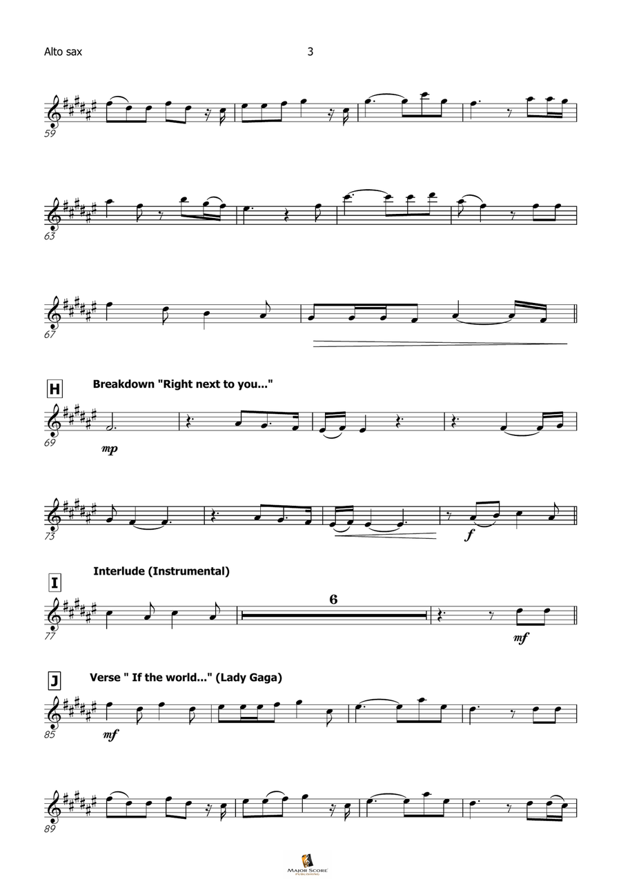 Die With A Smile Alto Saxophone scores gallery preview page 4