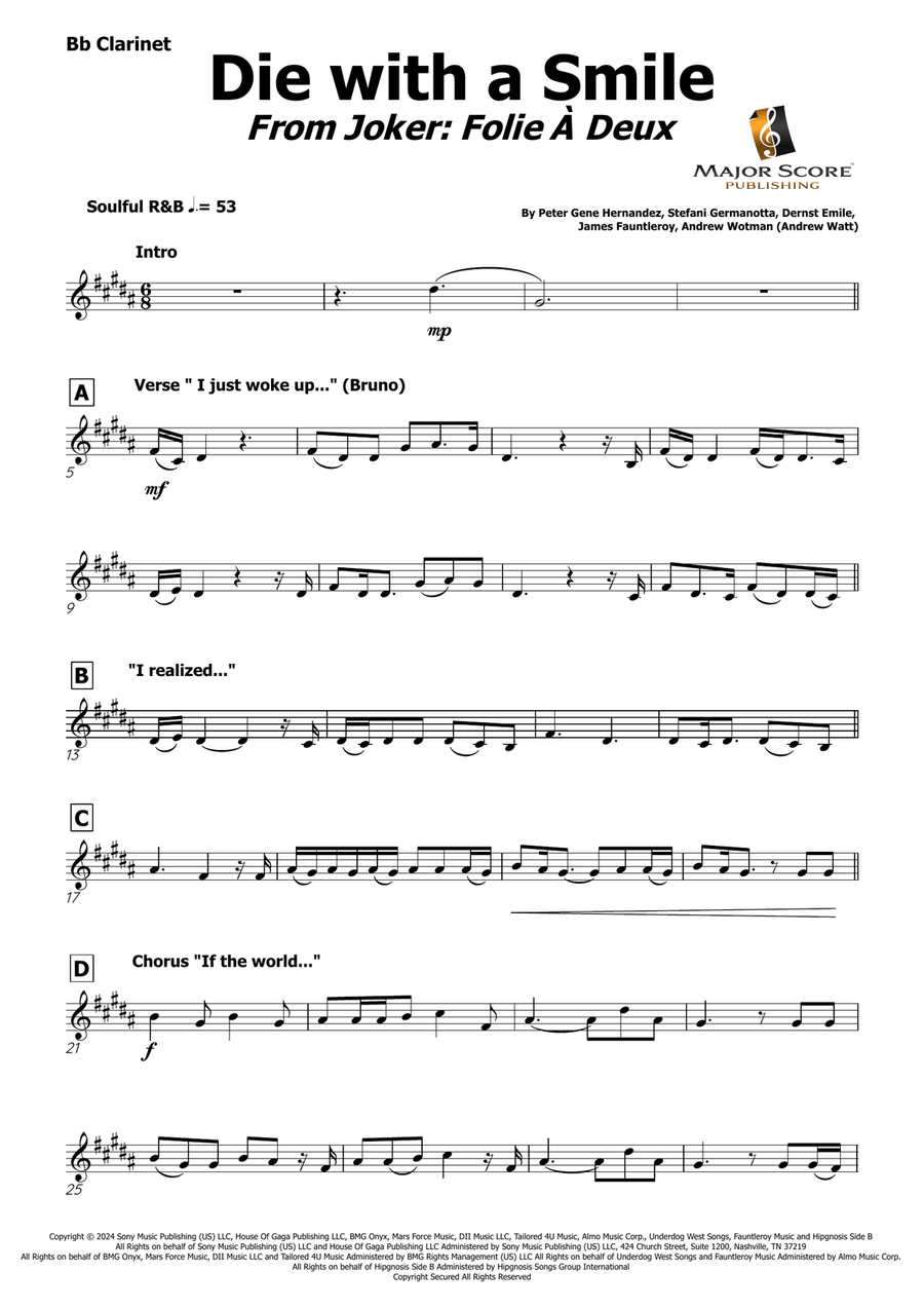 Die With A Smile B-Flat Clarinet scores gallery preview page 2