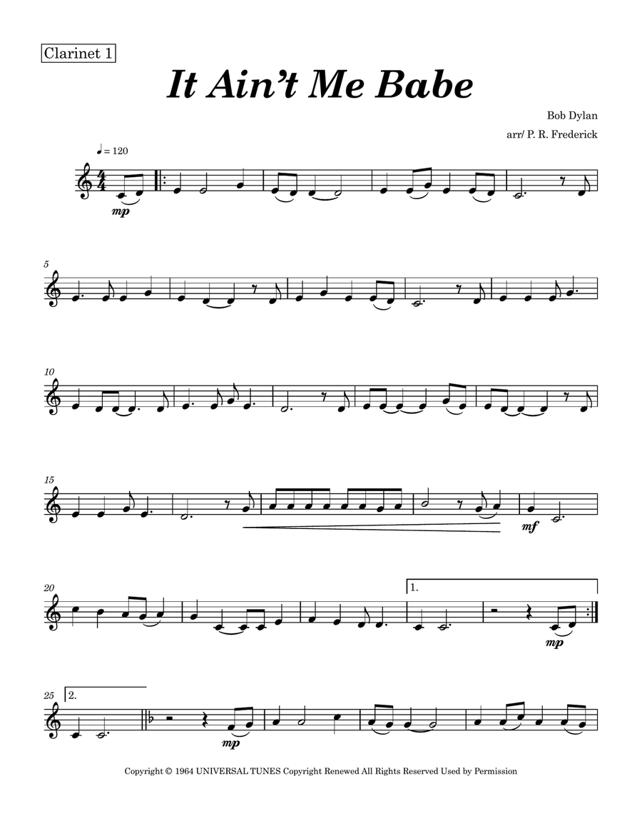 It Ain't Me, Babe by Bob Dylan Clarinet Duet - Digital Sheet Music page 3