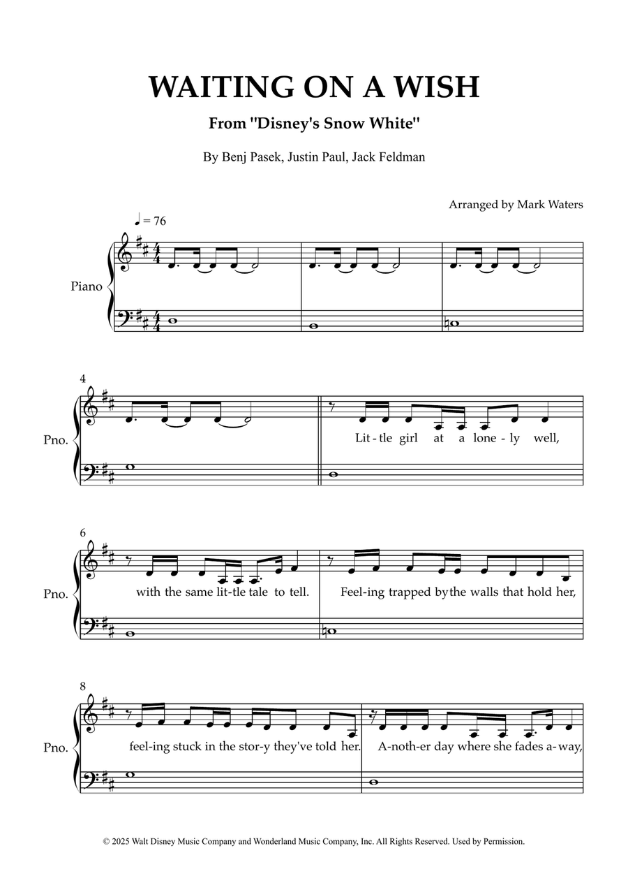 Waiting On A Wish Waiting On A Wish Easy Piano scores gallery preview page 1