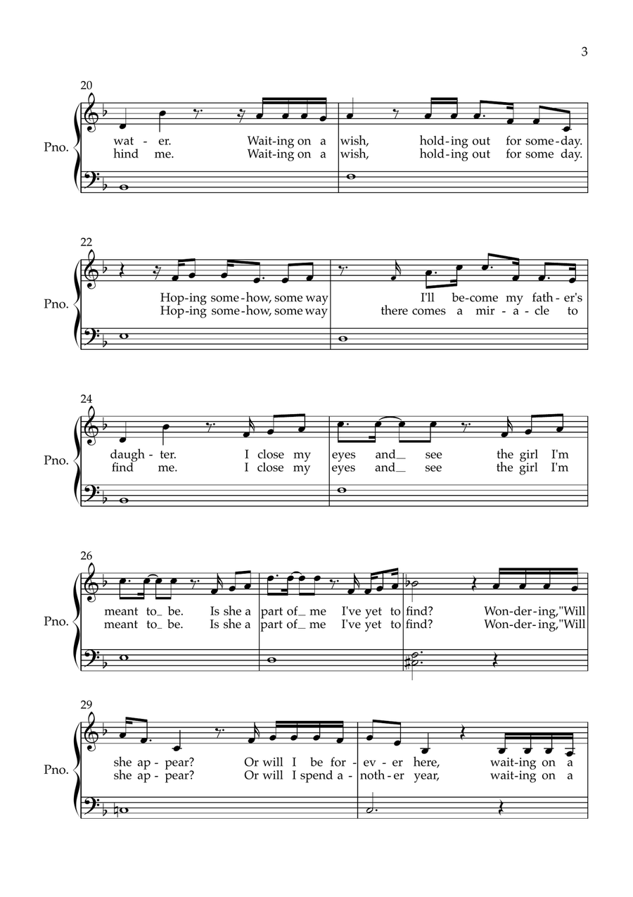 Waiting On A Wish Waiting On A Wish Easy Piano scores gallery preview page 3