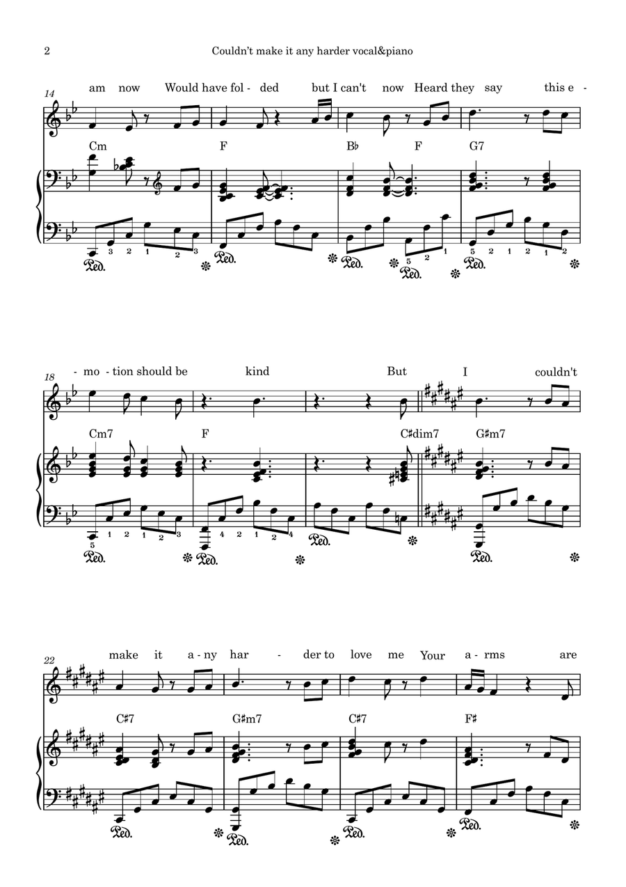 Couldn't Make It Any Harder Piano, Vocal scores gallery preview page 2