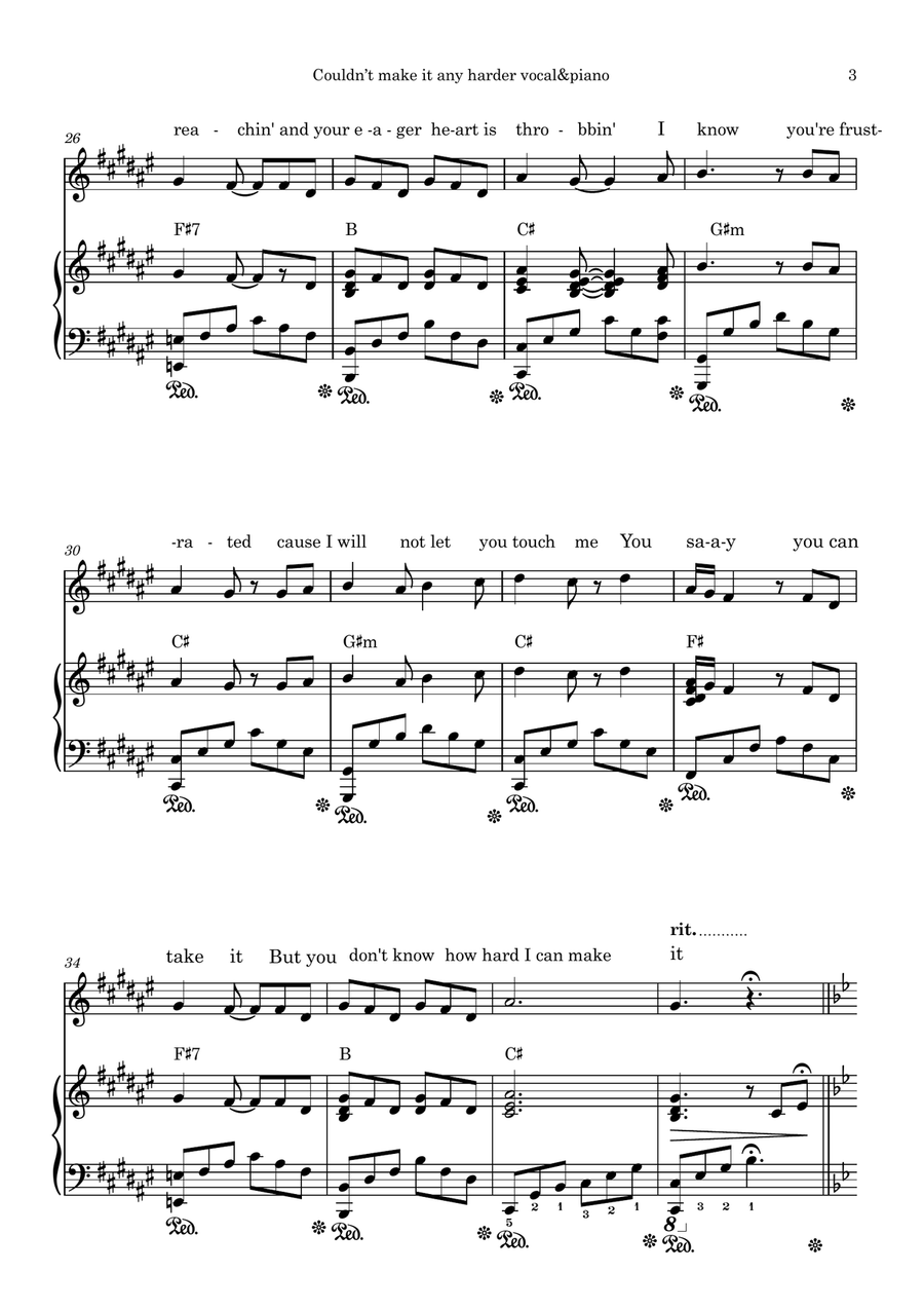 Couldn't Make It Any Harder Piano, Vocal scores gallery preview page 3