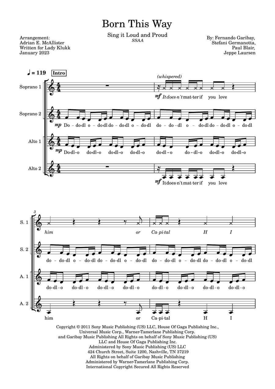 Born This Way Born This Way SSAA scores gallery preview page 1