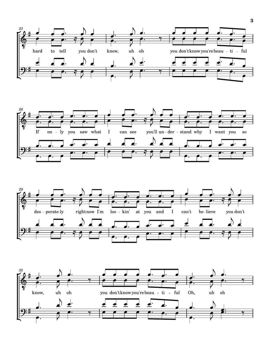 What Makes You Beautiful What Makes You Beautiful TTBB scores gallery preview page 3