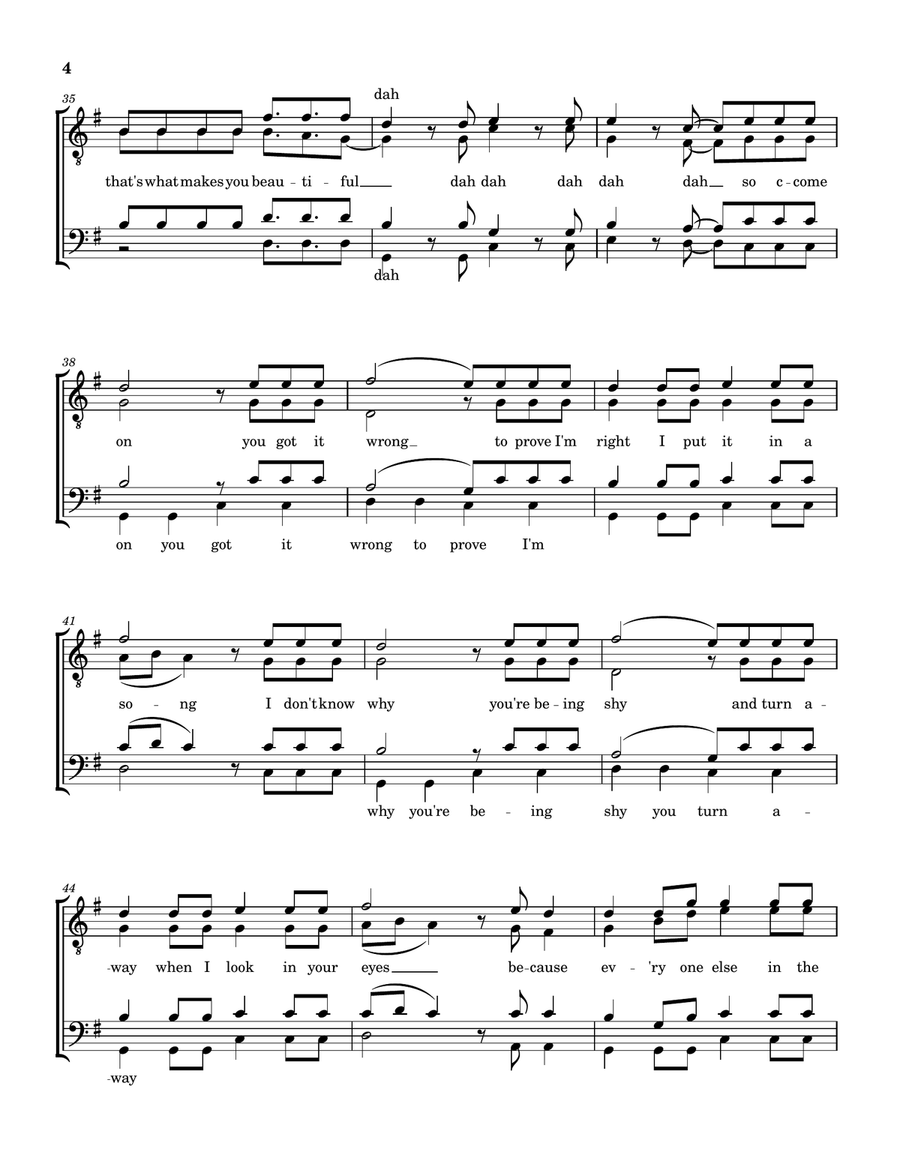 What Makes You Beautiful What Makes You Beautiful TTBB scores gallery preview page 4