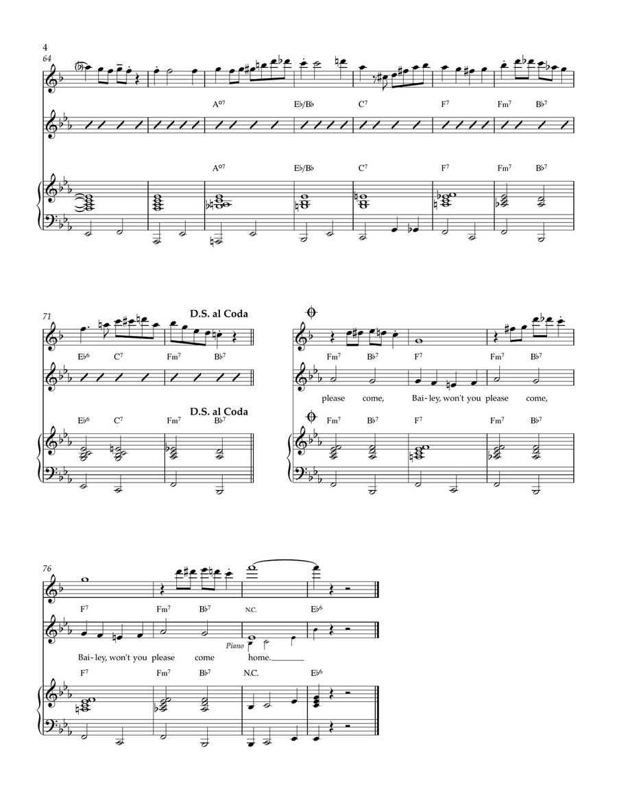 Bill Bailey, Won't You Please Come Home (with Clarinet & Piano, 2 or 3 players) Piano, Vocal scores gallery preview page 4