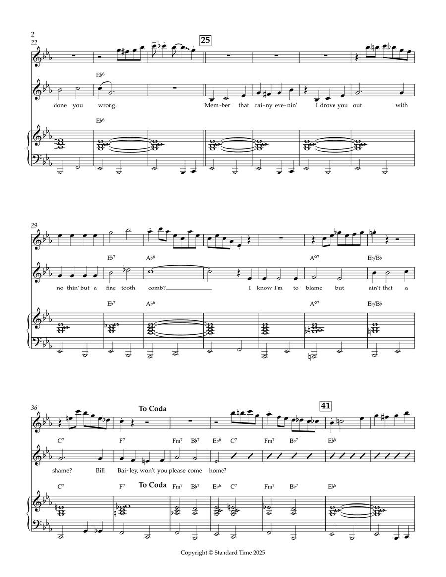 Bill Bailey, Won't You Please Come Home (with Flute & Piano, 2 or 3 players) Small Ensemble scores gallery preview page 2