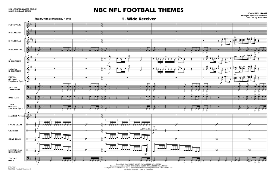 NBC NFL Football Themes (arr. Paul Lavender) - Full Score Marching Band scores gallery preview page 1