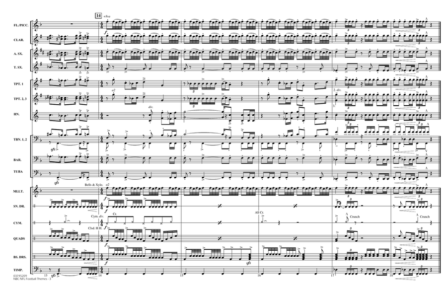 NBC NFL Football Themes (arr. Paul Lavender) - Full Score Marching Band scores gallery preview page 3