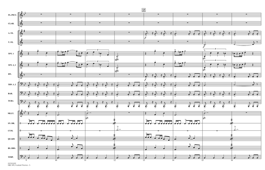 NBC NFL Football Themes (arr. Paul Lavender) - Full Score Marching Band scores gallery preview page 5