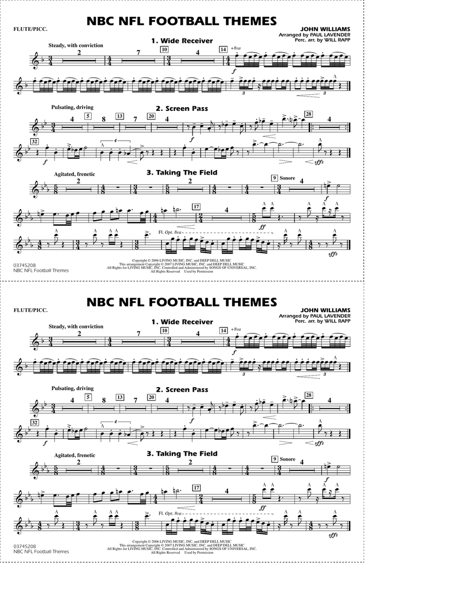 NBC NFL Football Themes (arr. Paul Lavender) - Flute/Piccolo Marching Band scores gallery preview page 1