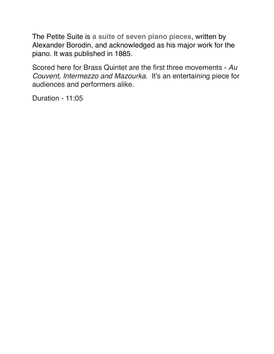 Petite Suite - Selections for Brass Quintet Brass Quintet scores gallery preview page 2