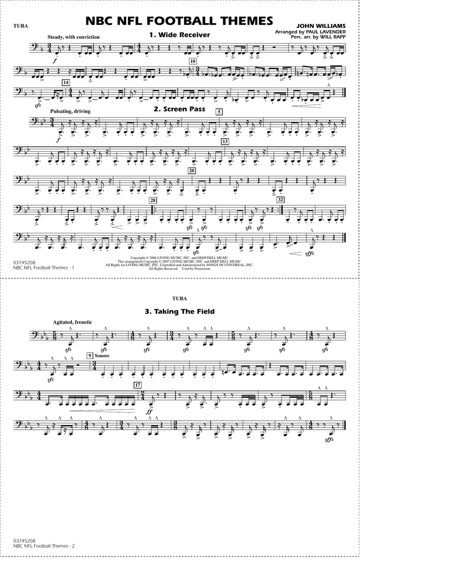 NBC NFL Football Themes (arr. Paul Lavender) - Tuba Marching Band scores gallery preview page 1